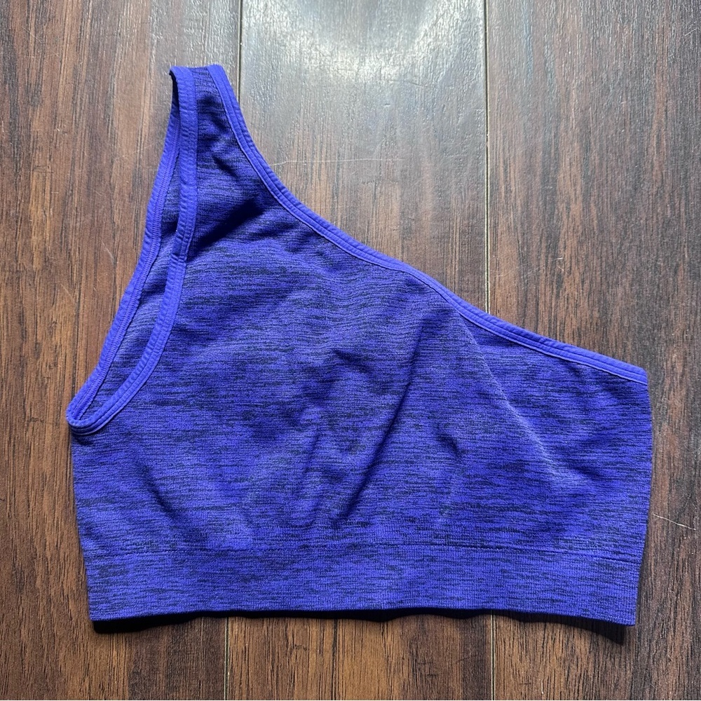 NUX One Shoulder Purple Seamless Bandeau Sports Bra